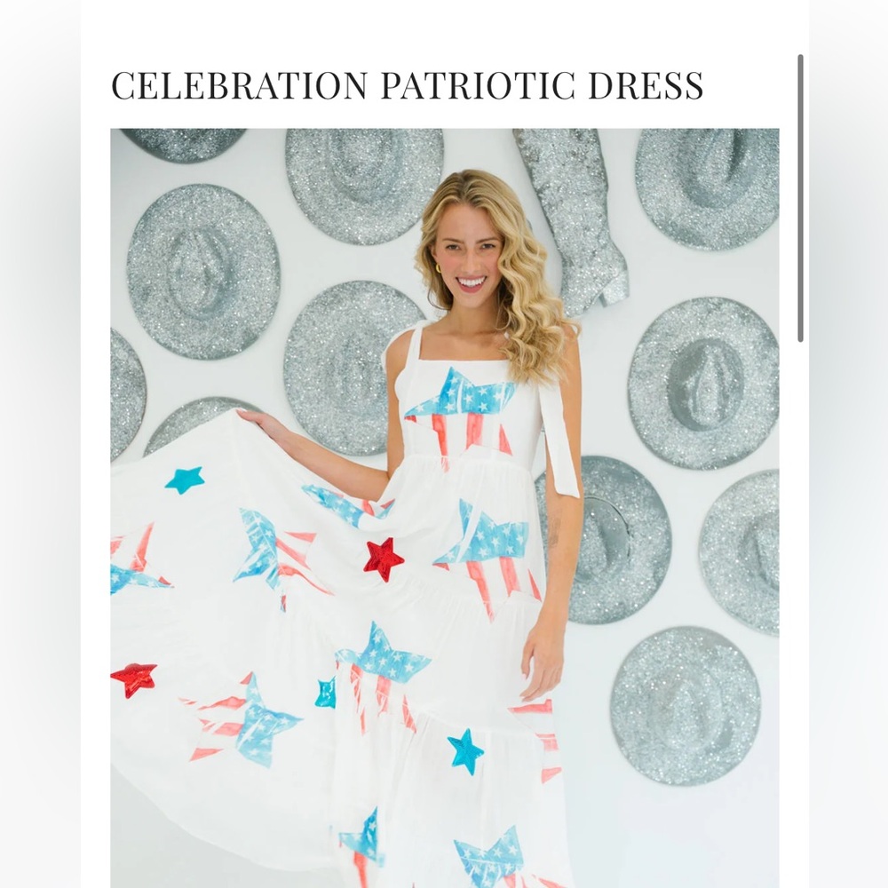 Red White and Blue 4th of July Maxi Dress, L Judith March NWT